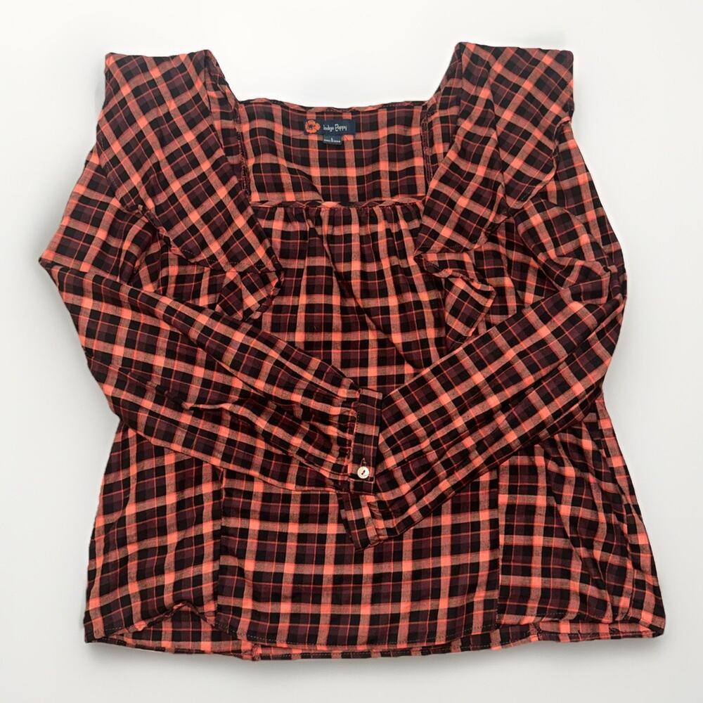 Indigo‎ Poppy Women’s Vintage Blouse 100% Cotton Long Sleeve Size L